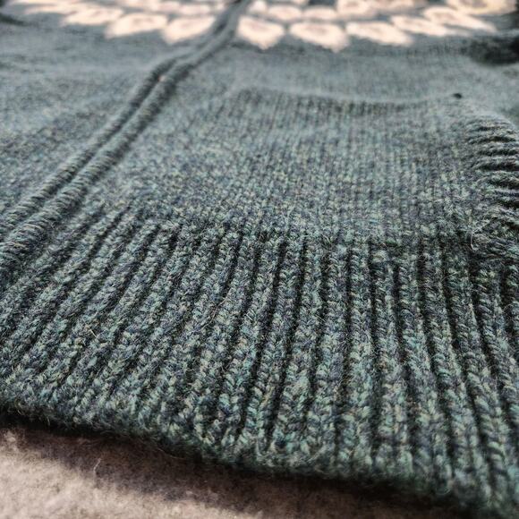 LL Bean Classic Ragg Sweater Womens Medium Full Zip Lambswool Fair Isle Knit - Picture 5 of 13